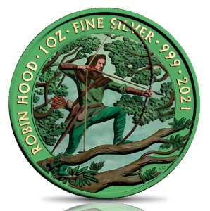 2021 GB 2 Pounds Robin Hood Space Green