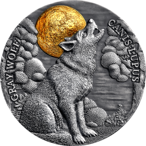 2020 Niue 5$ Wildlife in the Moonlight - Gray Wolf