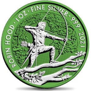 2021 GB 2 Pounds Robin Hood Space Green