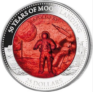 2019 Solomon Islands 25$ Mother of Pearl - 50 Years of Moon Landing