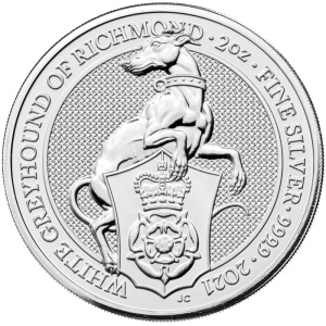 2021 Great Britain 5£ Queen's Beasts - White Greyhound Of Richmond