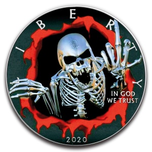 2020 USA 1$ ASE - Angry Skull Middle Finger