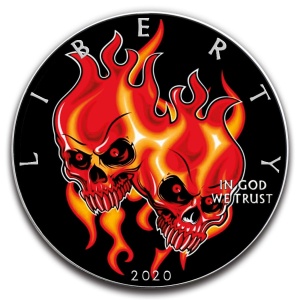 2020 USA 1$ ASE - Burning Twin Skulls