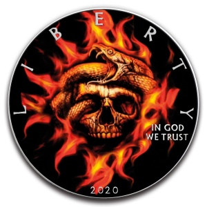2020 USA 1$ ASE - Burning Skull and Snake